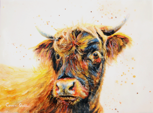 Prints available, original ***SOLD*** Carrie Goller - Duncan, mixed media (watercolor/encaustic) 9x12