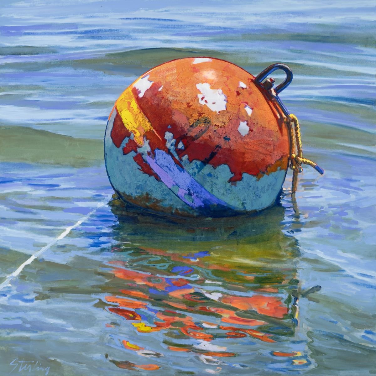 Prints available, original ***SOLD*** SYDNI STERLING - Buoy #18, Original Acrylic on gallery wrapped canvas, 33x33