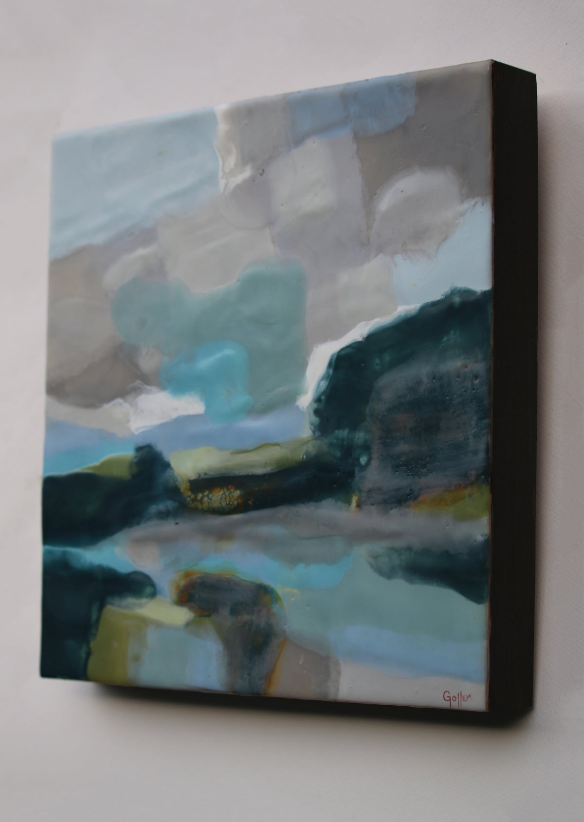 CARRIE GOLLER - Earth, Sea, Sky II , Original mixed media (encaustic) 12x12