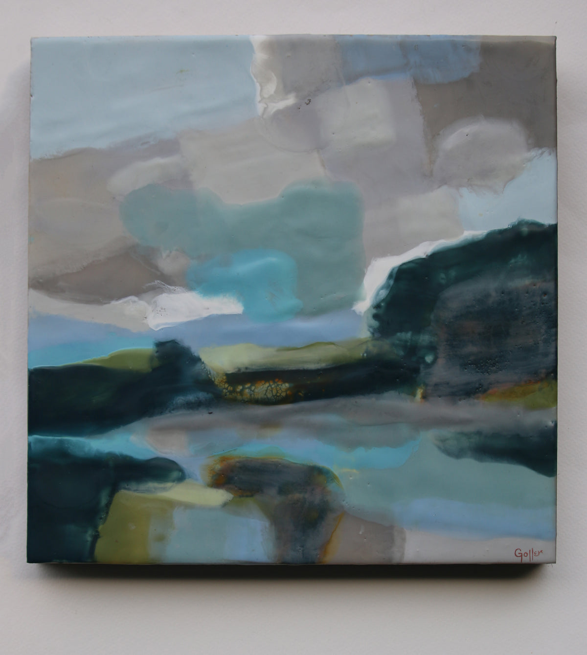 CARRIE GOLLER - Earth, Sea, Sky II , Original mixed media (encaustic) 12x12