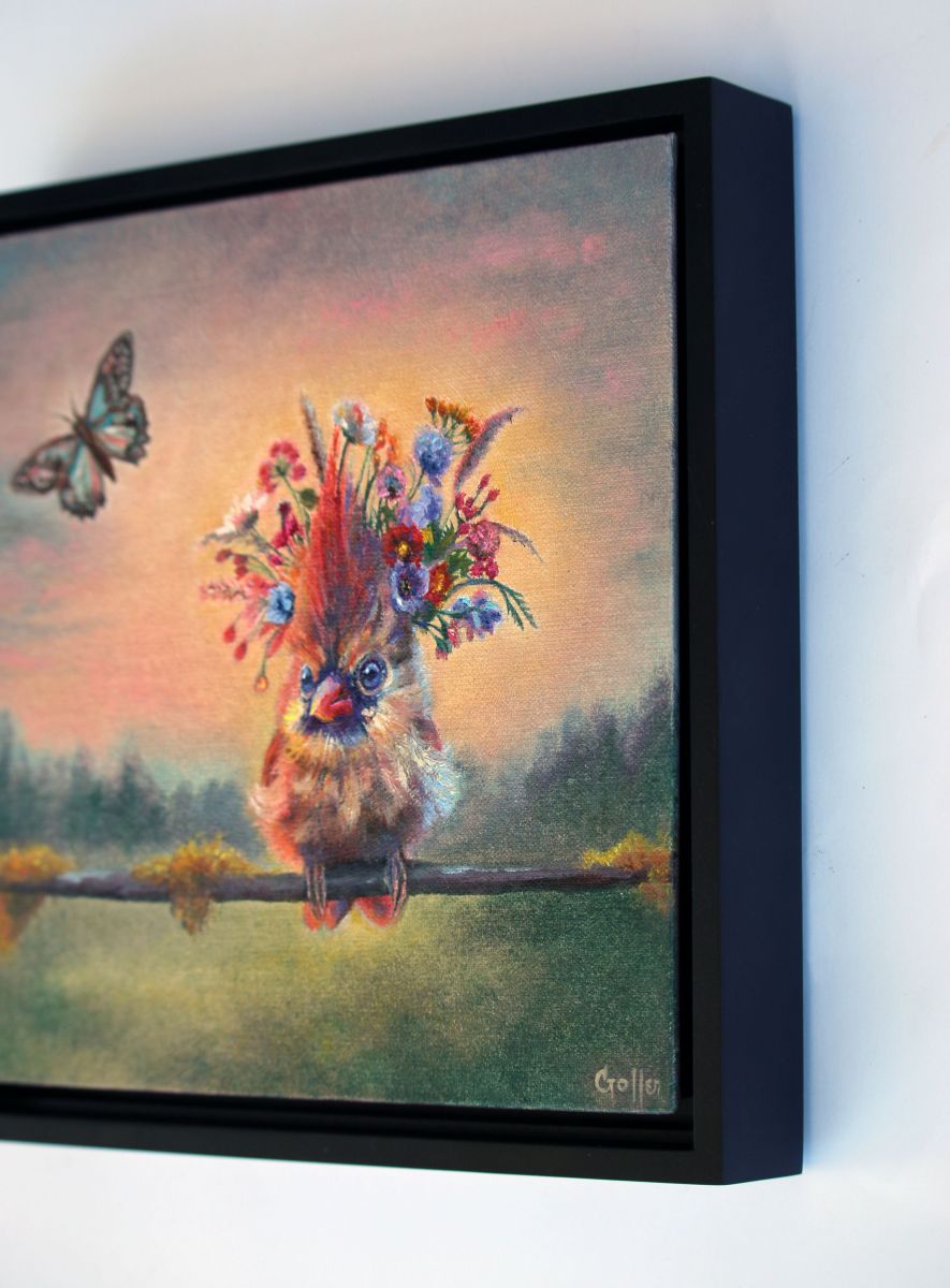 CARRIE GOLLER - Ellery, Floriferous collection (hummingbird), Oil, 8x8***At Jones &amp; Terwilliger Galleries, Palm Desert, CA please inquire at (760) 674-8989***