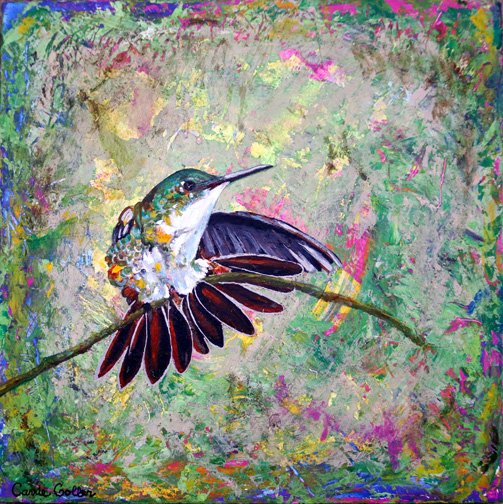 Prints available, original ***SOLD*** Carrie Goller - Fantail, acrylic 10x10