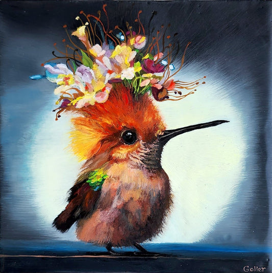 Prints available, original ***SOLD*** CARRIE GOLLER - Fleur,  oil/encaustic 8x8