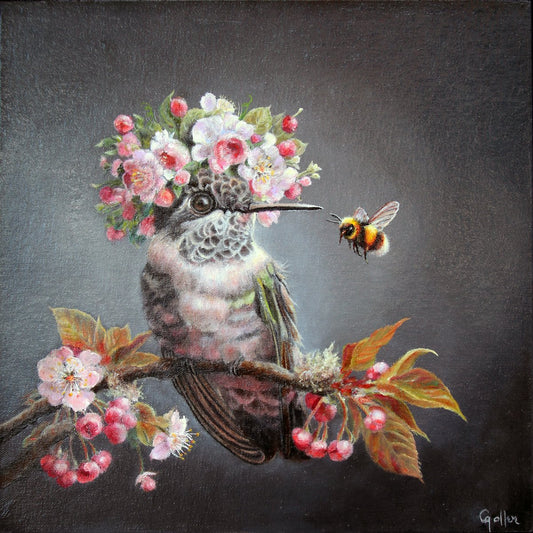 Prints available, original ***SOLD*** CARRIE GOLLER - Flora (Floriferous Collection), oil 10x10 ***At Jones & Terwilliger Galleries, Carmel, CA please inquire at (831) 626-9100***