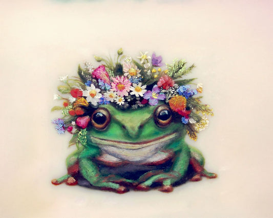 CARRIE GOLLER  - Frog Queen (Floriferous Collection) Print, Original size 8x8 (Frog)