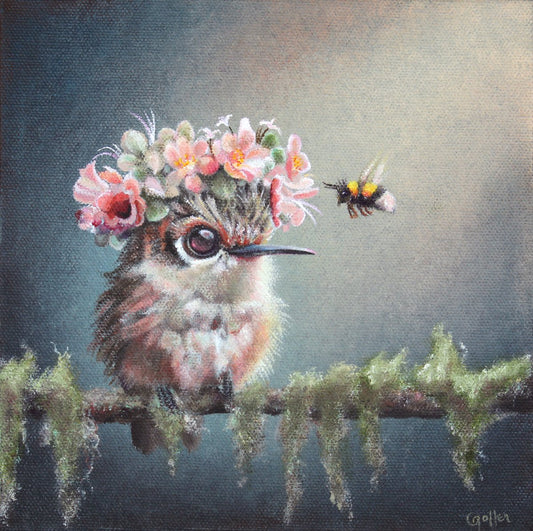 ***SOLD*** CARRIE GOLLER - Gidget (Floriferous Collection) Oil 8x8 (framed) ***At Jones & Terwilliger Galleries, Carmel, CA please inquire at (831) 626-9100***