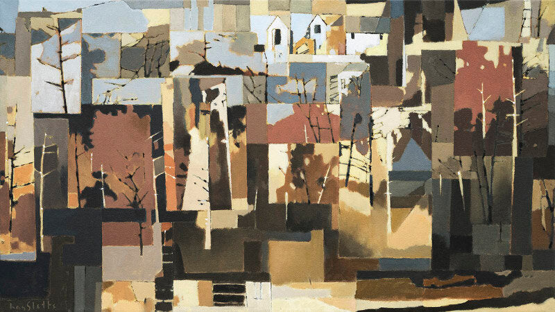 Prints available, original ***SOLD*** MAX HAYSLETTE - Town and Country No 2   (HMAC 1745) acrylic, 20x34