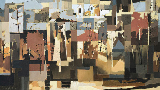 Prints available, original ***SOLD*** MAX HAYSLETTE - Town and Country No 2   (HMAC 1745) acrylic, 20x34