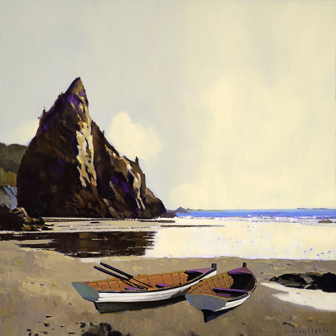 Prints available, original ***SOLD*** MAX HAYSLETTE - Rendevous at Ruby Beach (HMOC 1726) oil, 30X30