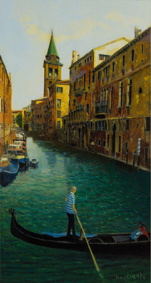 MAX HAYSLETTE PRINTS - POSTMARK:  VENICE (HMOC 1385)  original oil, 30x16
