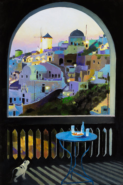 MAX HAYSLETTE PRINTS - POSTMARK: SANTORINI No. 3 oil,  original size 16x24