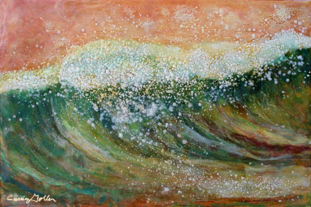 ***SOLD*** Falling VII - sculpted encaustic / mixed media - 24x36