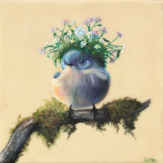 ***SOLD*** CARRIE GOLLER - Helen (Floriferous Collection), oil 8x8, ***At Rehs Contemporary Galleries, NYC, please inquire at (212) 355-5710***