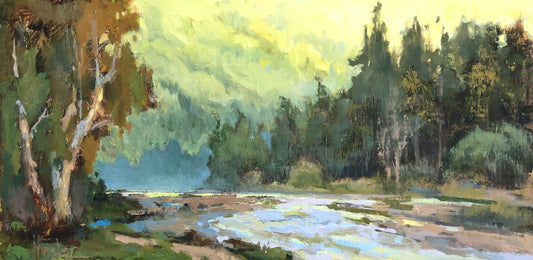 JOYCE HESTER - In the Shadow of the Hoh, Oil on Linen, 8x18
