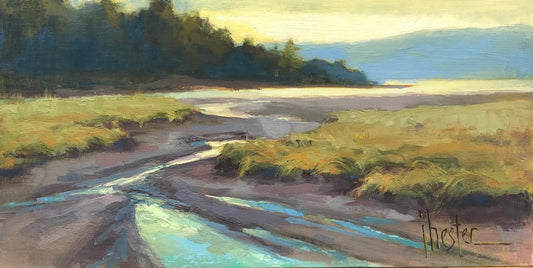 JOYCE HESTER - September Receding, Oil on Linen, 12x12 (framed)