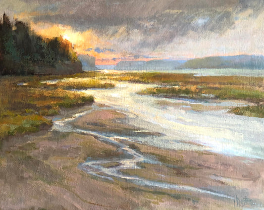 JOYCE HESTER - Slide Away Tide, Oil on Linen, 12x16 (framed)
