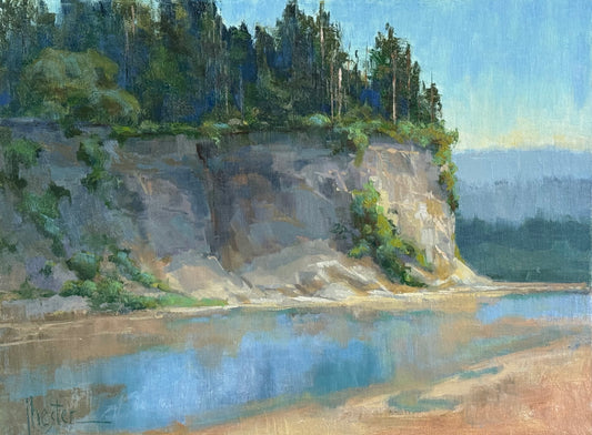 JOYCE HESTER - Sun Comes to Those Who Wait, Oil on Linen, 12x16 (framed)