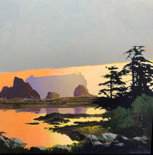 Prints available, original ***SOLD***MAX HAYSLETTE - Ebb Tide at Ruby Beach  20x20 HMAC 1866