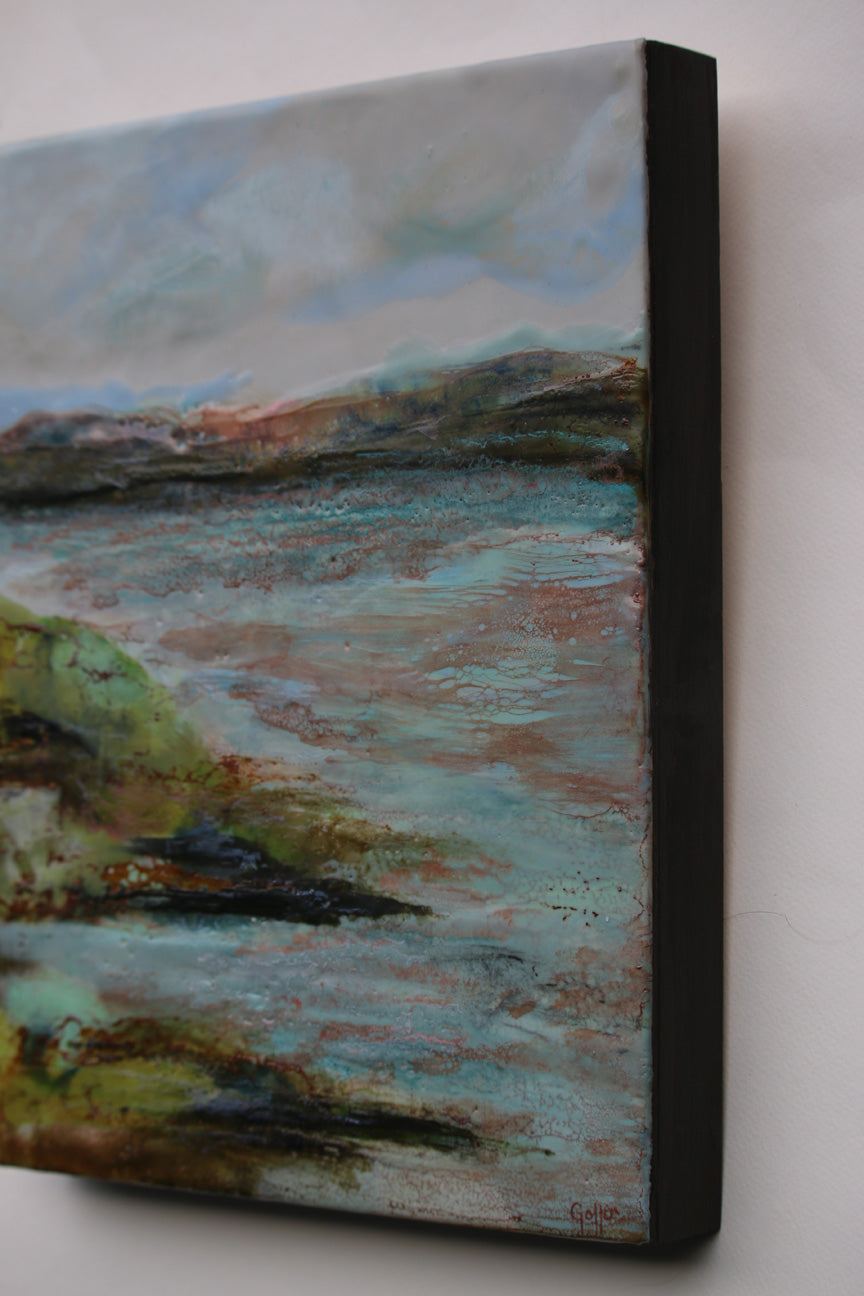 CARRIE GOLLER - Hood Canal Day, Original mixed media (encaustic) 11x14