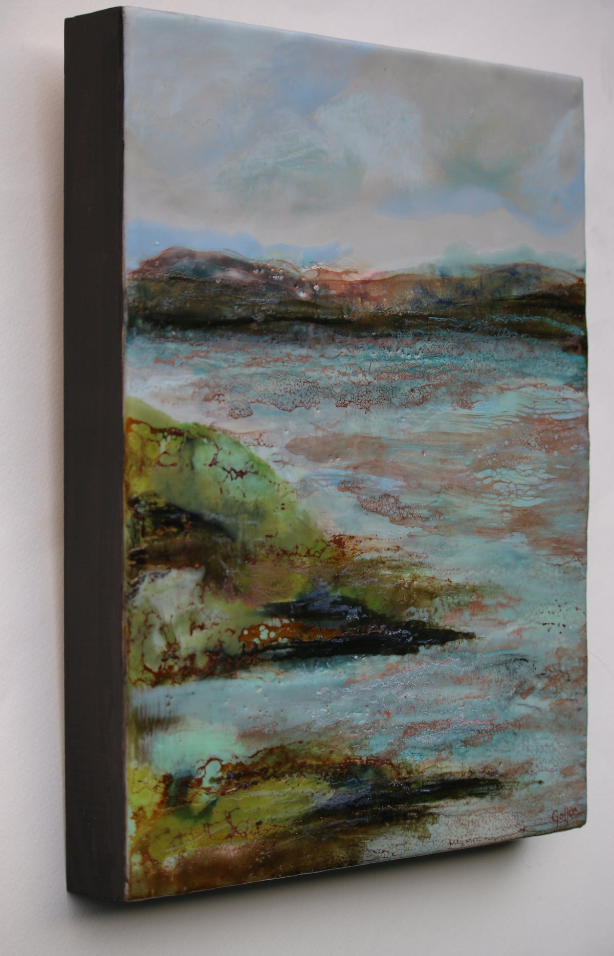 CARRIE GOLLER - Hood Canal Day, Original mixed media (encaustic) 11x14