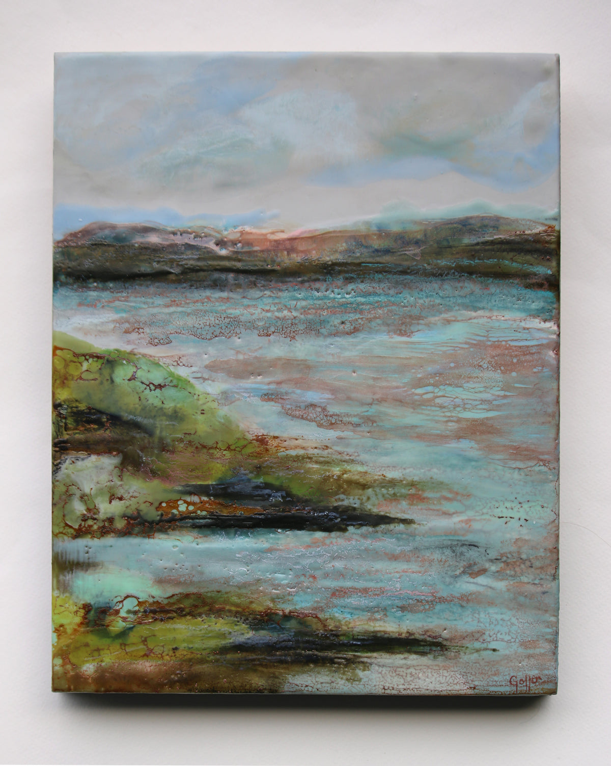 CARRIE GOLLER - Hood Canal Day, Original mixed media (encaustic) 11x14