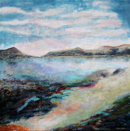 Prints available, original ***SOLD*** Carrie Goller - Hood Canal XXIII, encaustic/mixed media 40x40