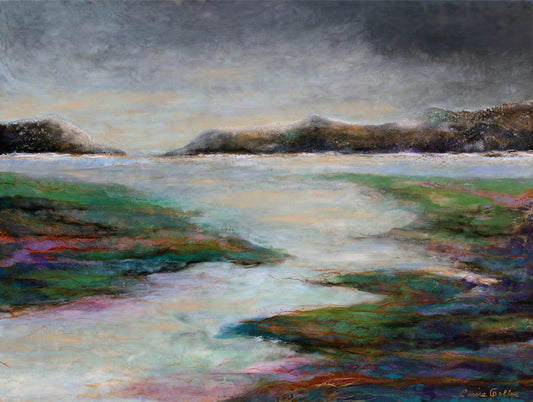 Prints available, original ***SOLD*** Carrie Goller - Hood Canal XIV, 30x40, encaustic/mixed media