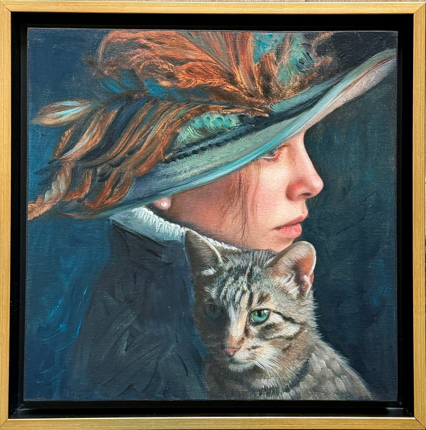 JANDI SMALL - A Society of Two - Turquoise, Oil on Canvas, 12" x 12"