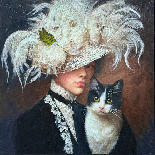 JANDI SMALL - A Society of Two - Ebony, Oil on Canvas, 12" x 12"