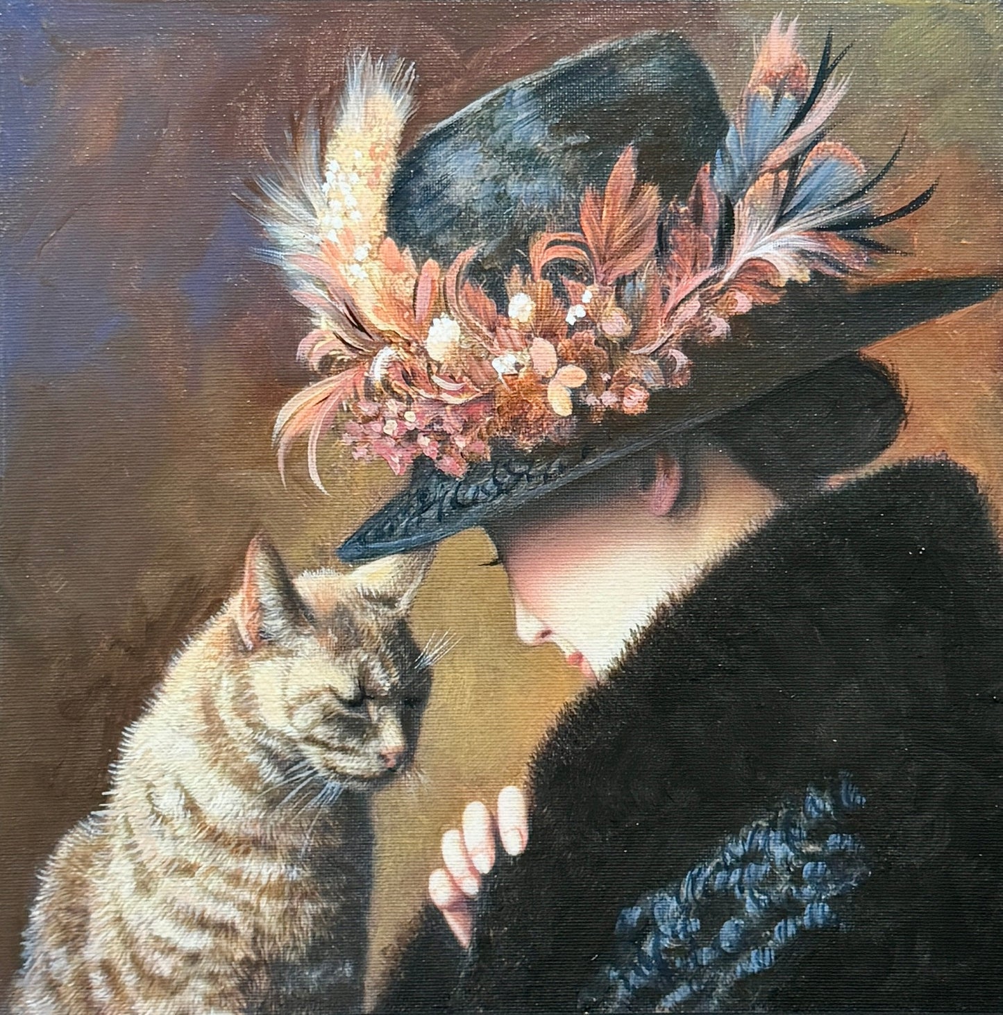 JANDI SMALL - A Society of Two - Copper, Oil on Canvas, 12" x 12"