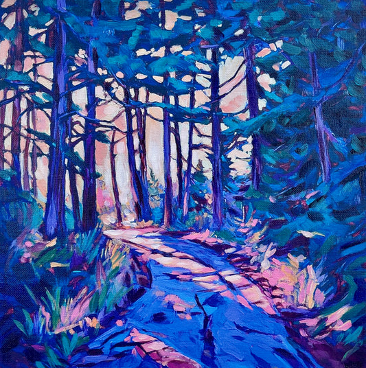 JANDI SMALL - Trail to Dungeness, Oil on Canvas, 12" x 12" x 1.5" (framed)