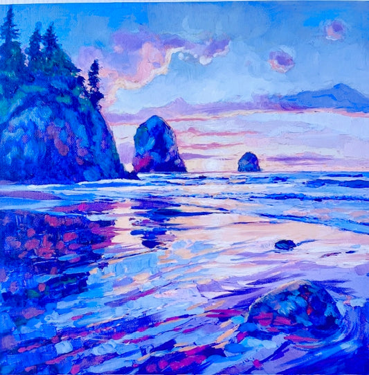 JANDI SMALL - The Enchanted Coast, Oil on Canvas, 12" x 12" x 1.5" (framed)