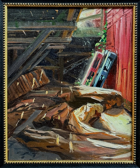 MAURY WEISS - Coupeville Waterfront, Original Plein Air Oil on Panel,  8x10