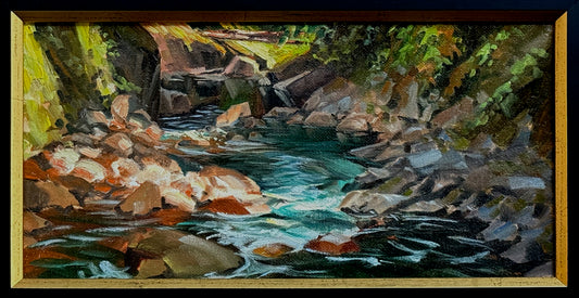 MAURY WEISS - Wallace River 02, Original Plein Air Oil on Panel,  6" x 12"