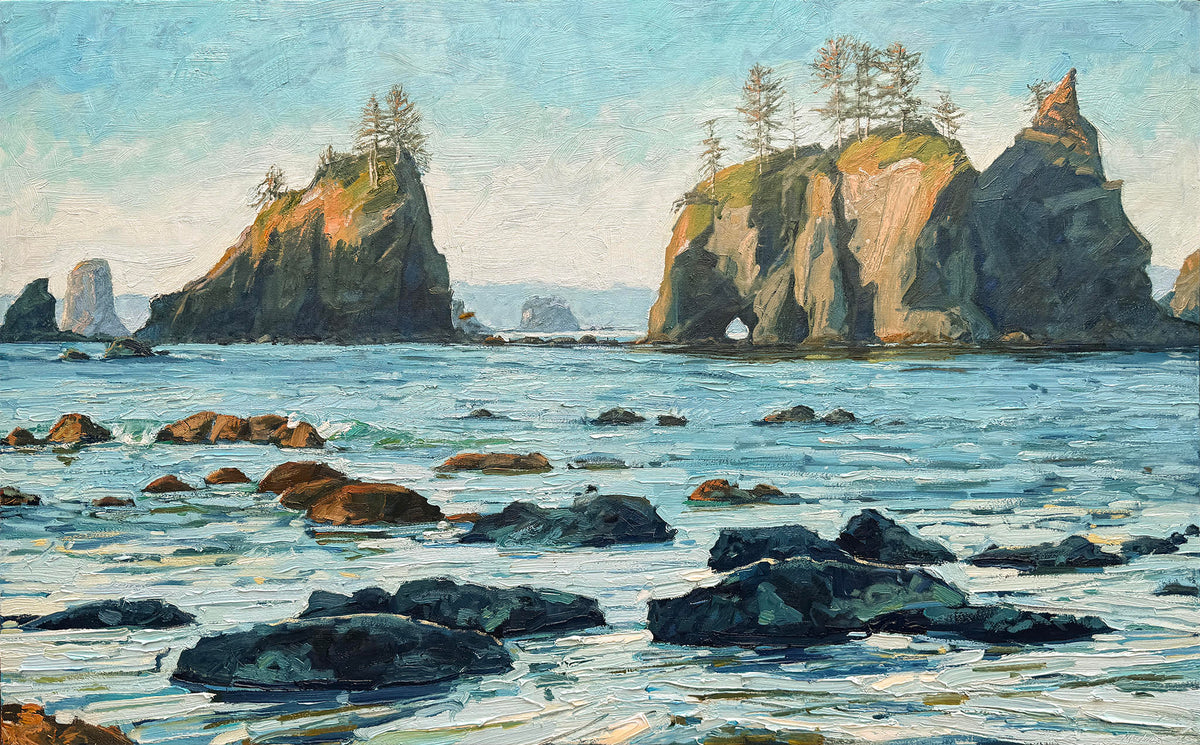 BRIAN MAHIEU - Incoming Tide–Point of the Arches, Oil, 30x48x1.5