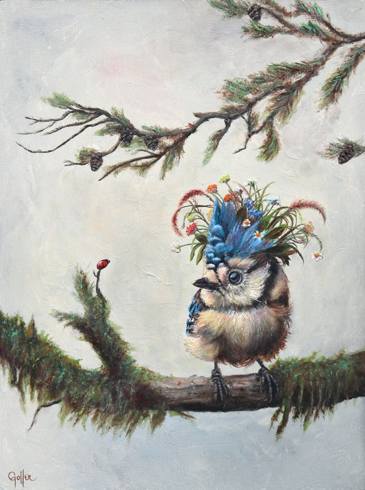 Prints available, original ***SOLD*** CARRIE GOLLER - Iris (Floriferous Collection, Bluejay) Oil 12x9 ***At Jones & Terwilliger Galleries, Carmel, CA please inquire at (831) 626-9100***