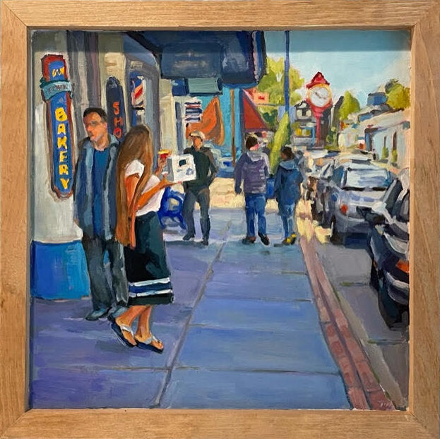 ***SOLD*** JILL ZACOT - Jeans and Hoodies, One Set of Flip Flops, oil 11x11