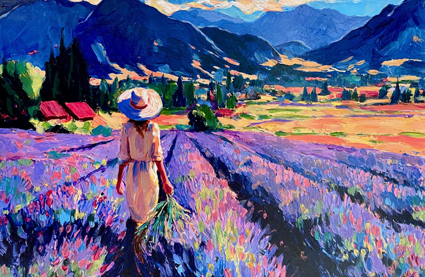 JANDI SMALL - Lavender Fields Forever, Acrylic on Birch Panel, 12x18