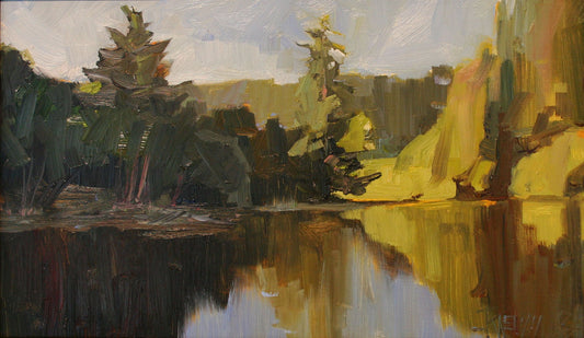 ***SOLD, Prints available*** ROBIN WEISS - Liberty Bay from Fish park (Poulsbo, WA) - Oil - 6x10