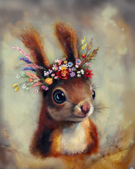 CARRIE GOLLER  - Mo (Floriferous Collection) Print, Original size 8x8 (Squirrel)