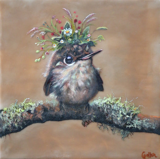 ***SOLD*** CARRIE GOLLER - Mocha (Floriferous Collection), Mixed Media - Oil/Encaustic 10x10 ***At Jones & Terwilliger Galleries, Carmel, CA please inquire at (831) 626-9100***