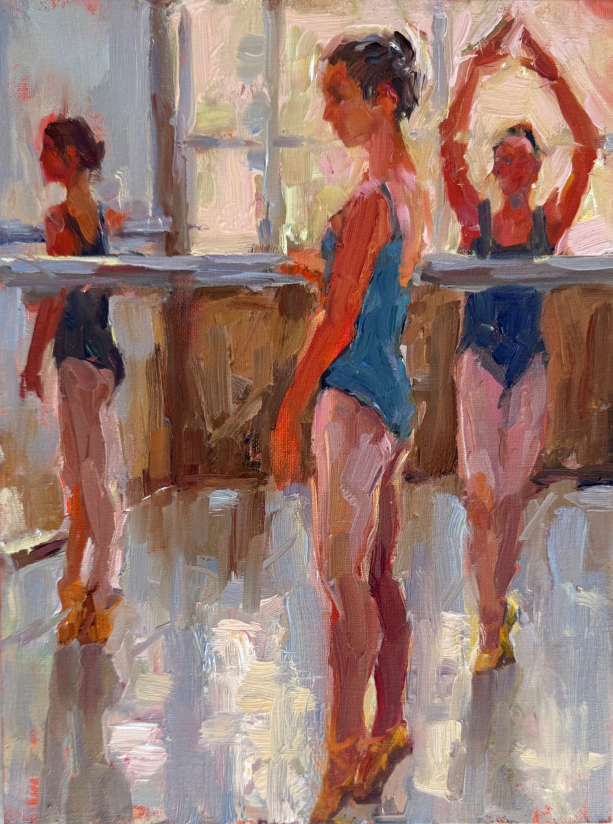 JEANNE EDWARDS - Monday Practice, oil on panel, 9x12  (framed)