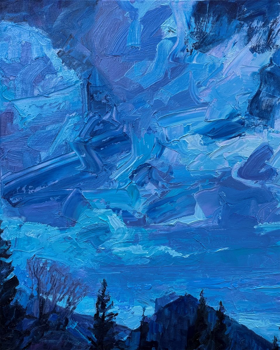 BRIAN MAHIEU - Moonlit Snow - Quinault Meadow, Oil on Canvas, 36x24