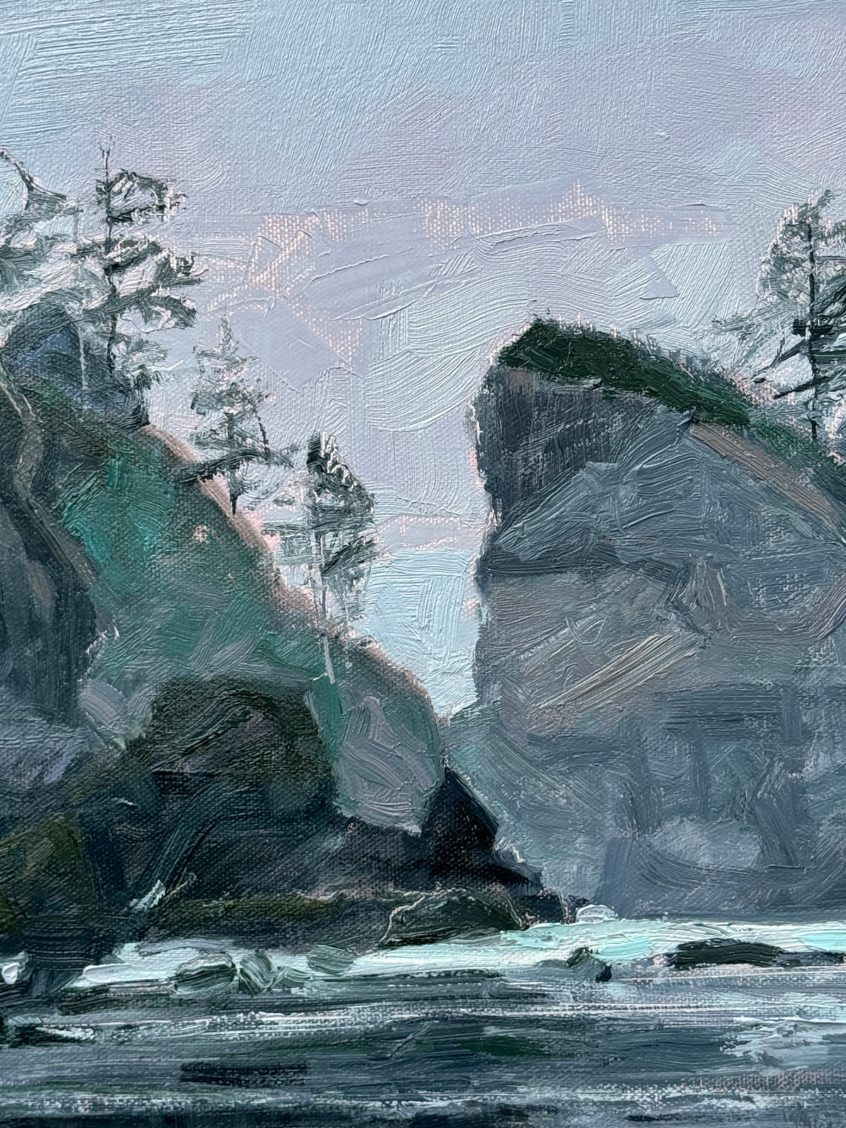 BRIAN MAHIEU - Shi Shi Beach—Morning Light, Oil on gallery wrapped canvas, 24”h X 30” X 1.5"