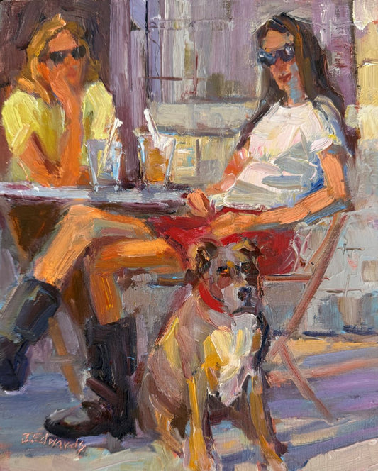 JEANNE EDWARDS - Nice Dog, oil on panel (framed) 10x8