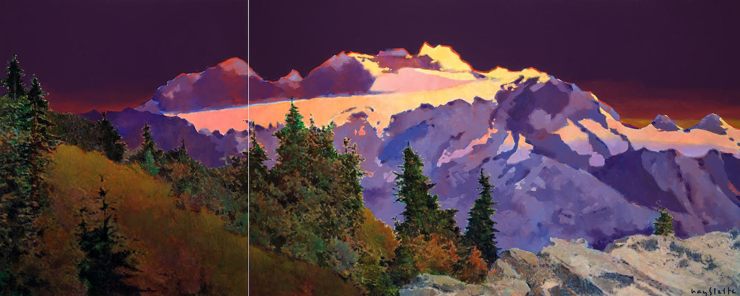 Prints available, original ***SOLD*** MAX HAYSLETTE -  October Gold, 26x64 (Diptych 26x22, 26x42) HMAC 1939