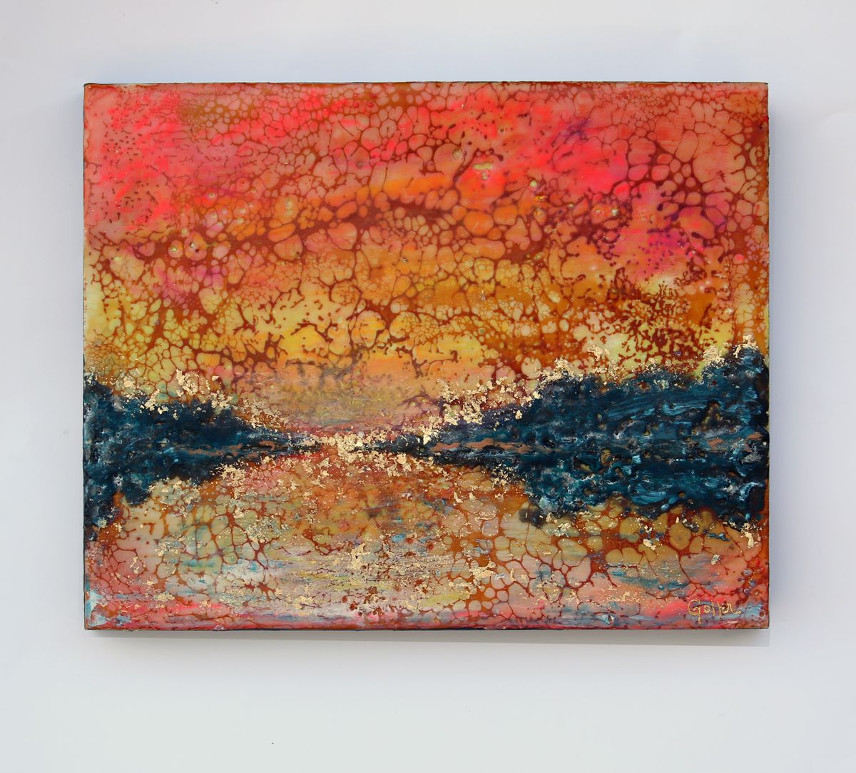 ***SOLD***Carrie Goller - PNW VIII, encaustic/mixed media 8x10