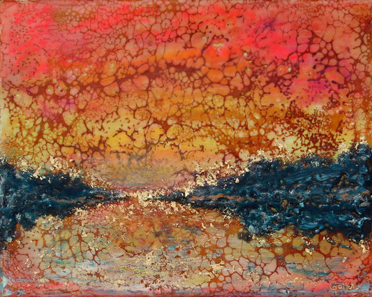 ***SOLD***Carrie Goller - PNW VIII, encaustic/mixed media 8x10