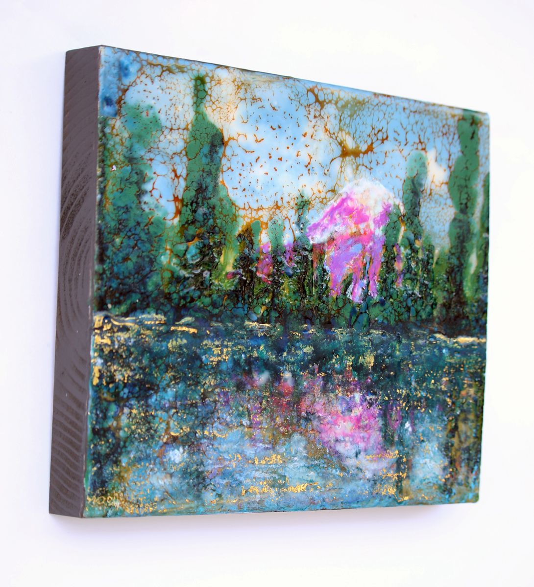 Carrie Goller - PNW Rainier, encaustic/mixed media 8x10