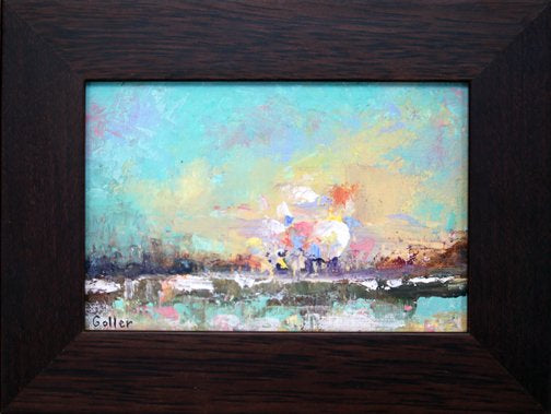 Carrie Goller - PNW II - 4x6 Cold Wax / Oil, original, framed